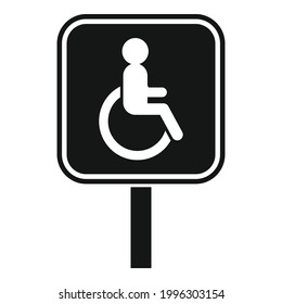 Icono de la señal de la carretera para discapacitados. Ilustración simple del icono vectorial de señalización de la carretera con discapacidad para el diseño web aislado en fondo blanco