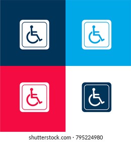 Handicapped sign four color material and minimal icon logo set in red and blue