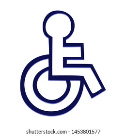 Handicapped Sign. Hand Drawn Icon with Blue Ballpoint Pen Style.