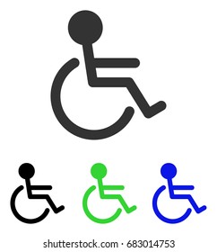 Handicapped vector icon. Illustration style is a flat iconic colored symbol with different color versions.