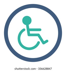 Handicapped vector icon. Style is bicolor flat rounded symbol, cobalt and cyan colors, rounded angles, white background.