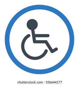 Handicapped vector icon. Style is bicolor flat rounded symbol, smooth blue colors, rounded angles, white background.