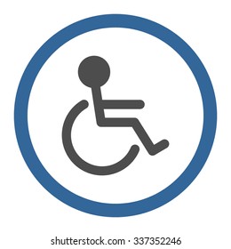 Handicapped vector icon. Style is bicolor flat rounded symbol, cobalt and gray colors, rounded angles, white background.