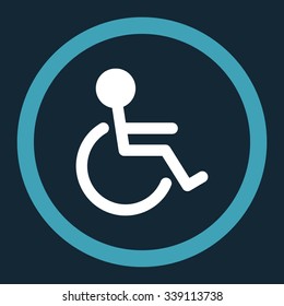 Handicapped vector icon. Style is bicolor flat rounded symbol, blue and white colors, rounded angles, dark blue background.