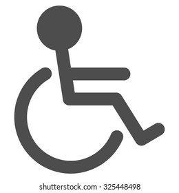 Handicapped vector icon. Style is flat symbol, gray color, rounded angles, white background.