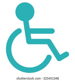 Handicapped vector icon. Style is flat symbol, cyan color, rounded angles, white background.