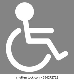 Handicapped vector icon. Style is flat symbol, white color, rounded angles, gray background.