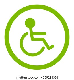 Handicapped vector icon. Style is flat rounded symbol, eco green color, rounded angles, white background.
