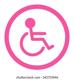 Handicapped vector icon. Style is flat rounded symbol, pink color, rounded angles, white background.