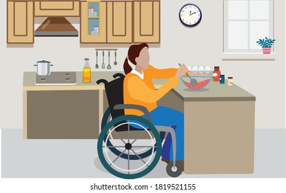 Handicapped Woman Doing Her Chores Routine Stock Vector (Royalty Free ... photo
