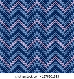 Handicraft chevron stripes christmas knit geometric seamless pattern. Ugly sweater stockinet ornament. Nordic style seamless knitted pattern. Handicraft backdrop.