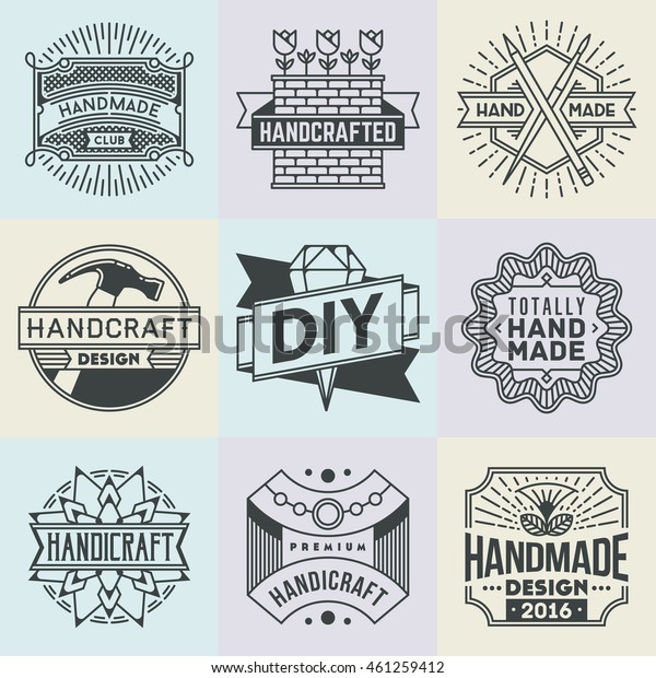 Handicraft Diy Insignias Logotypes Template Set Stock Vector (Royalty ...