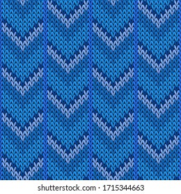 Handicraft downward arrow lines knitted texture geometric seamless pattern. Jumper knitting pattern imitation. Nordic style seamless knitted pattern. Repeatable background.