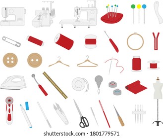 Handicraft illustration material set / vector