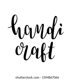 Handicraft lettering logotype, brush pen handwritten calligraphy for craft and sewing lovers, isolated vector writing, good as tag, sticker, logo or print poster.