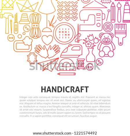 Handicraft Line Concept. Vector Illustration of Outline Template.
