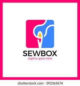 Handicraft Sewing Logo. Sew Box Thread Logotype. 