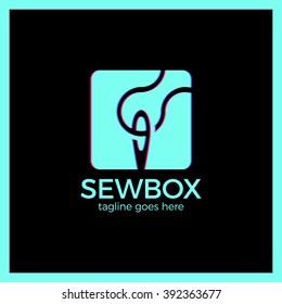 Handicraft Sewing Logo. Sew box thread logotype. 