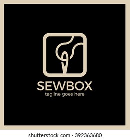 Handicraft Sewing Logo. Sew box thread logotype. Fashion style. 