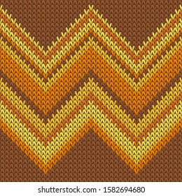 Handicraft zig zal lines knitted texture geometric vector seamless. Jumper hosiery textile print. Scandinavian style seamless knitted pattern. Handicraft backdrop.