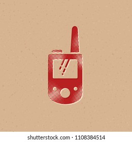 Handie talkie icon in halftone style. Grunge background vector illustration.