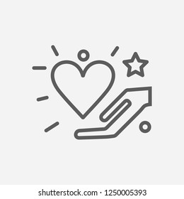 Handing heart icon line symbol. Isolated vector illustration of handing heart icon sign concept for your web site mobile app logo UI design.