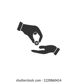 Handing money. Icon Flat