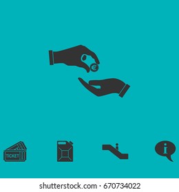 Handing money icon flat. Simple vector symbol and bonus icon