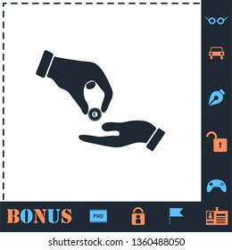 Handing money. Perfect icon with bonus simple icons