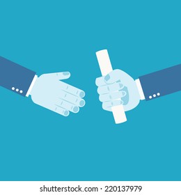 Handing over a paperwork baton 