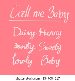 Handing Text concept "call me baby handing"