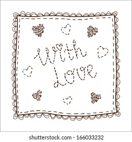 Handkerchief with embrodery. Sketch vector element for romantic design