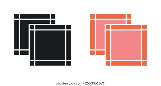 Handkerchief icon set in black and colored version