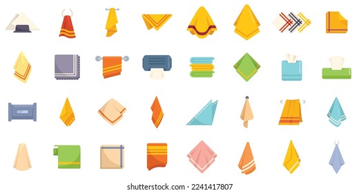 Handkerchief icons set flat vector. Folded napkin. Paper tissue isolated