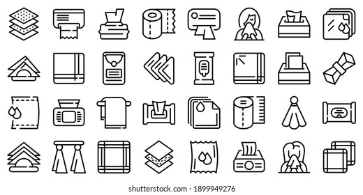 Juego de iconos de pañuelos. Conjunto de esquemas de iconos vectoriales del pañuelo para el diseño web aislado en fondo blanco