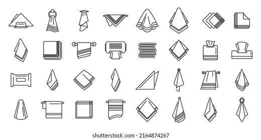 Handkerchief icons set outline vector. Folded napkin. Paper tissue