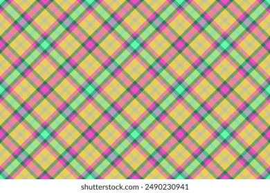 Handkerchief textile tartan check, graphic plaid texture vector. Editable pattern fabric background seamless in yellow and mint colors palette.