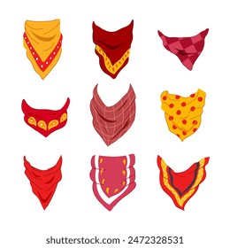 handkerchief wild west set cartoon. scarf neckerchief, ern red, bandit neck handkerchief wild west sign. isolated symbol vector illustration