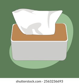 Handkerchiefs, hand wipes in box with open top icon. Moist towelettes, tissues, wet naps. Paper towels, napkins in packaging.minimalist tissue box