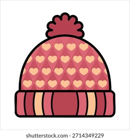 gorro de inverno de malha manual com arte vetorial de textura com nervuras isolado no fundo branco