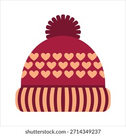 gorro de inverno de malha manual com arte vetorial de textura com nervuras isolado no fundo branco
