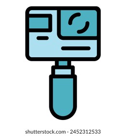 Handle action camera icon outline vector. Aerial drone. City spy color flat