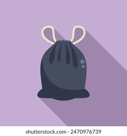 Handle bag of trash icon flat vector. Eco full sack. Junk item used