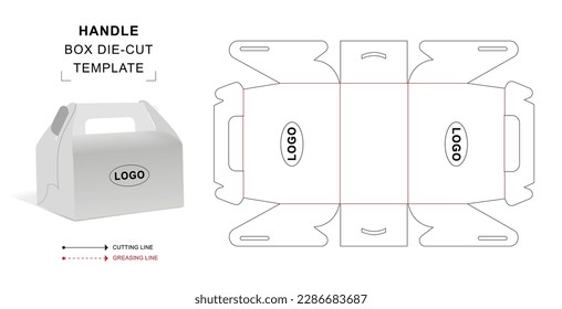 Handle box die cut template