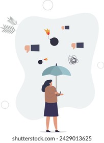 Handle business criticism or negative feedback, manage boss blame, pressure, failure or mistake ashamed concept.