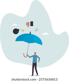 Handle business criticism or negative feedback, manage boss blame, pressure, failure or mistake ashamed.business concept.flat character.