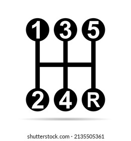 Handle car manual shift lever icon with shadow, vehicle gear technology vector illustration equipment .