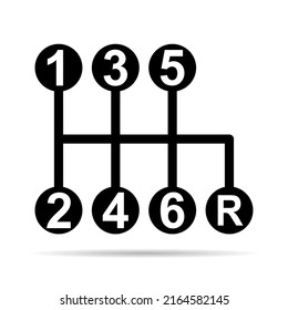 Handle car manual shift lever icon with shadow, vehicle gear technology vector illustration equipment .