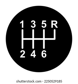 Manejar el icono de la palanca de cambios manual del coche, equipo de ilustración vectorial de la tecnología del engranaje del vehículo.