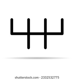 Controlar el icono de la palanca de cambios manual del coche con sombra, tecnología de engranajes del vehículo equipamiento de ilustración vectorial.